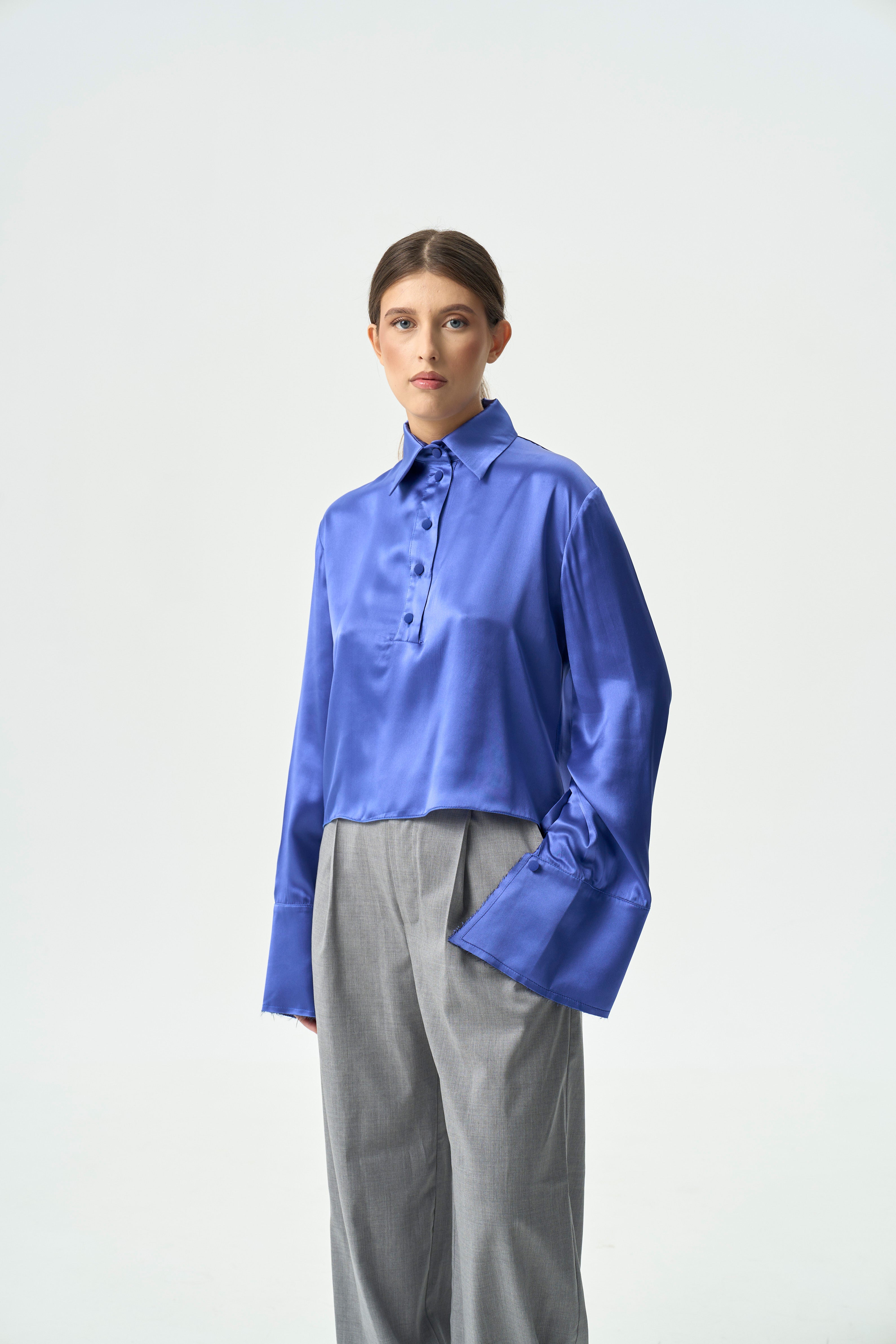 DRAPED SILK SHIRT