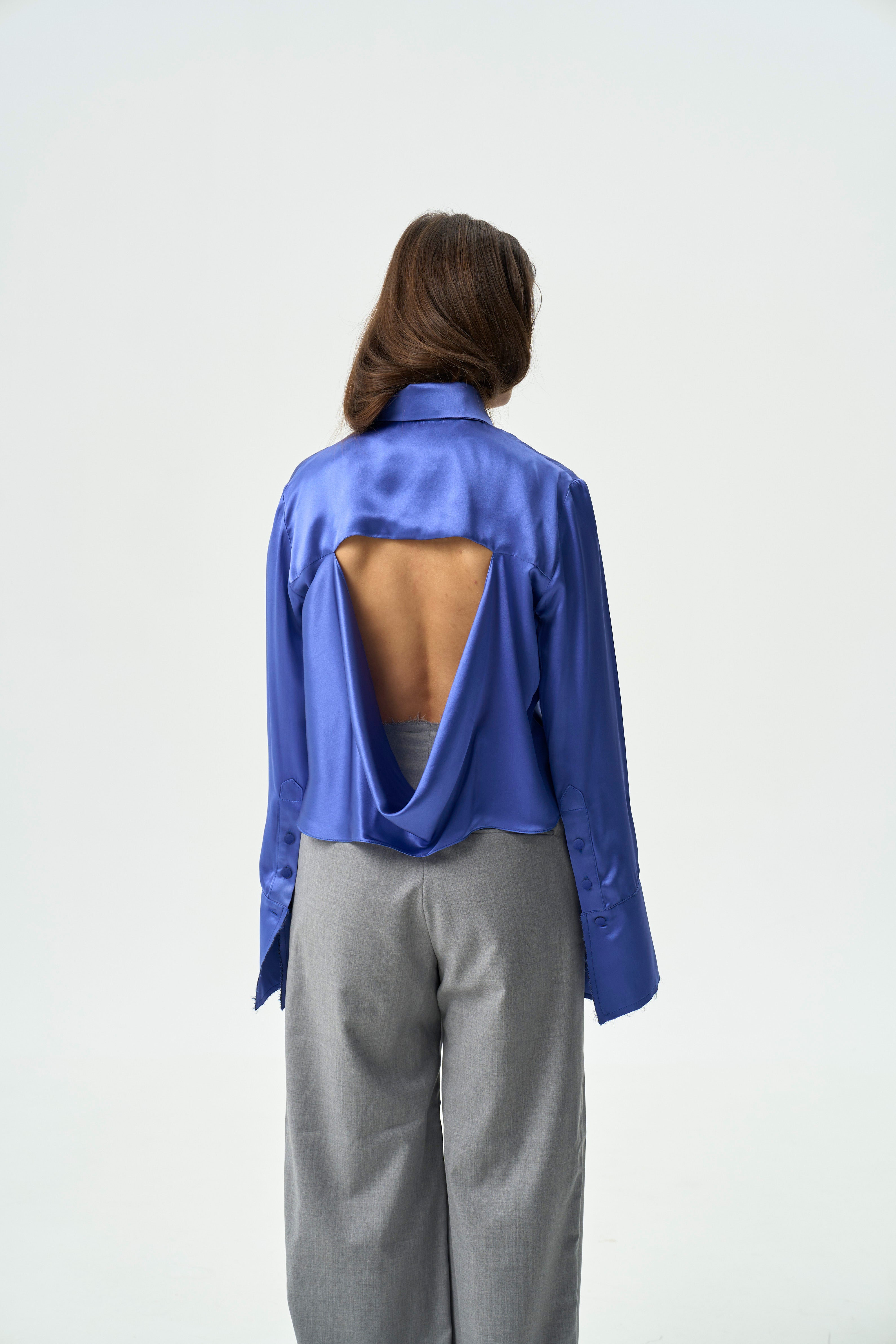 DRAPED SILK SHIRT