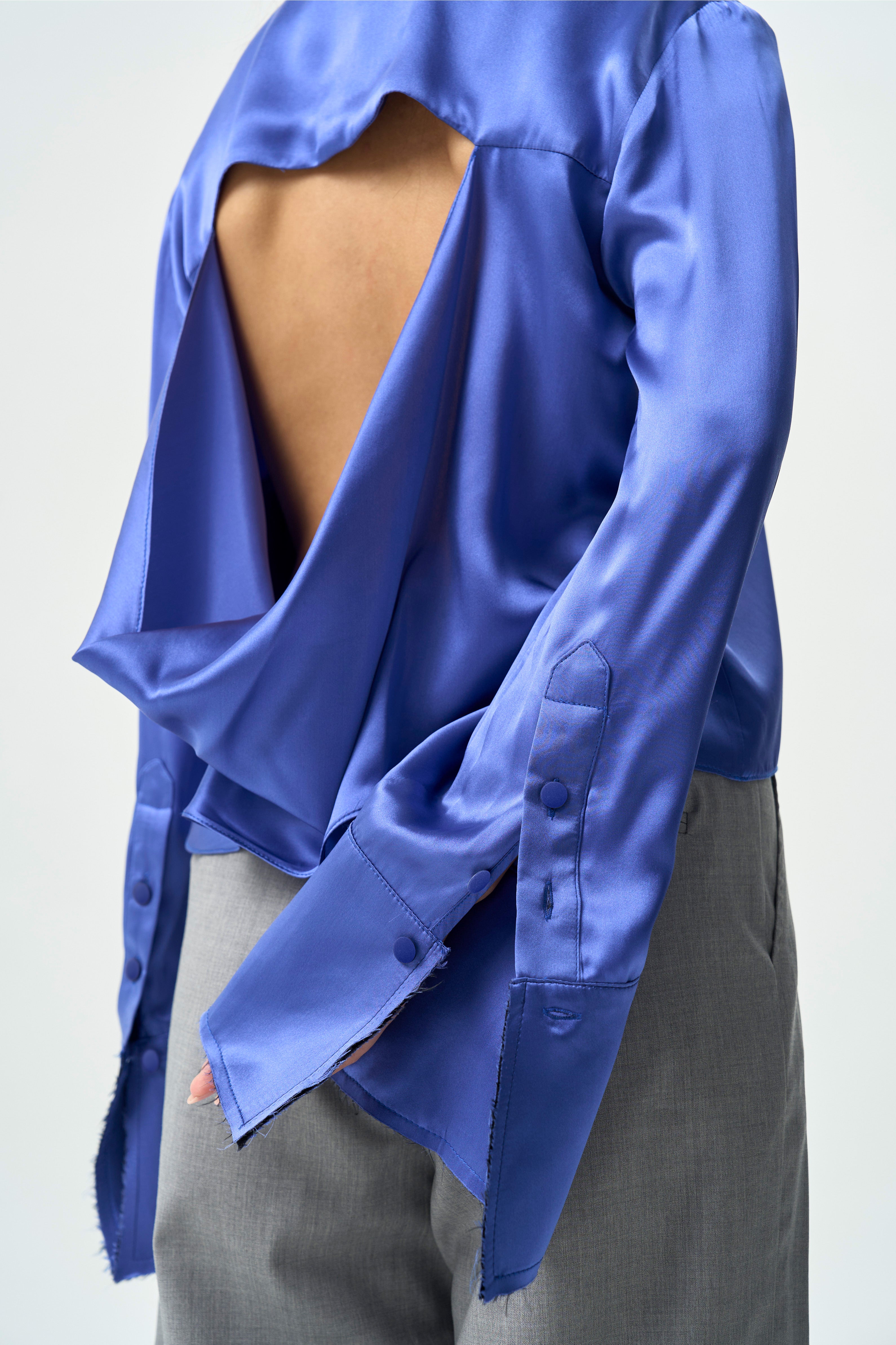DRAPED SILK SHIRT