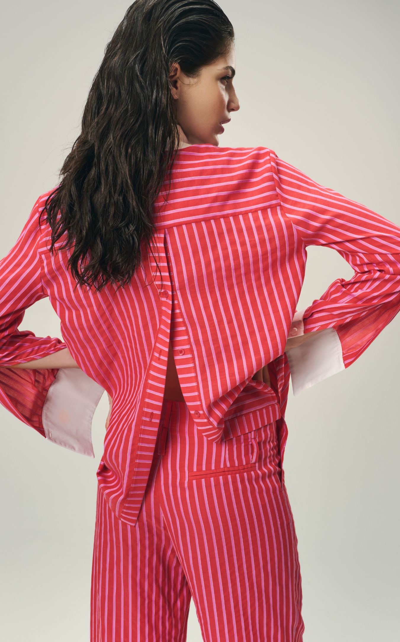 STRIPED SHIRT IN RASPBERRY SORBET
