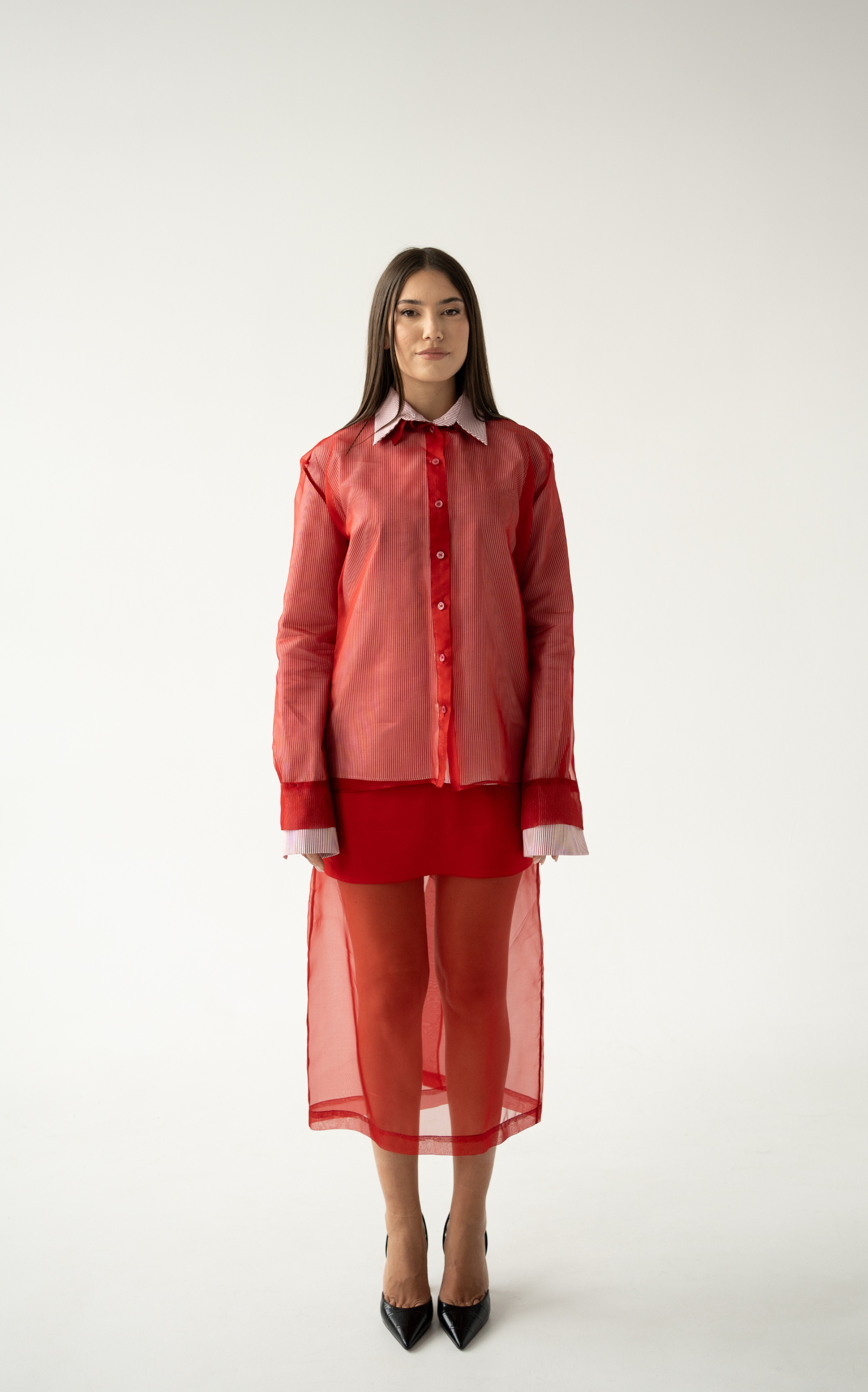 ORGANZA SKIRT IN RED