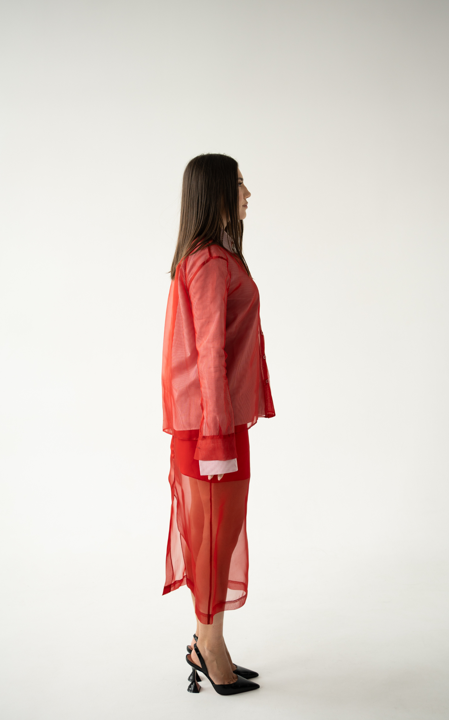 ORGANZA SKIRT IN RED