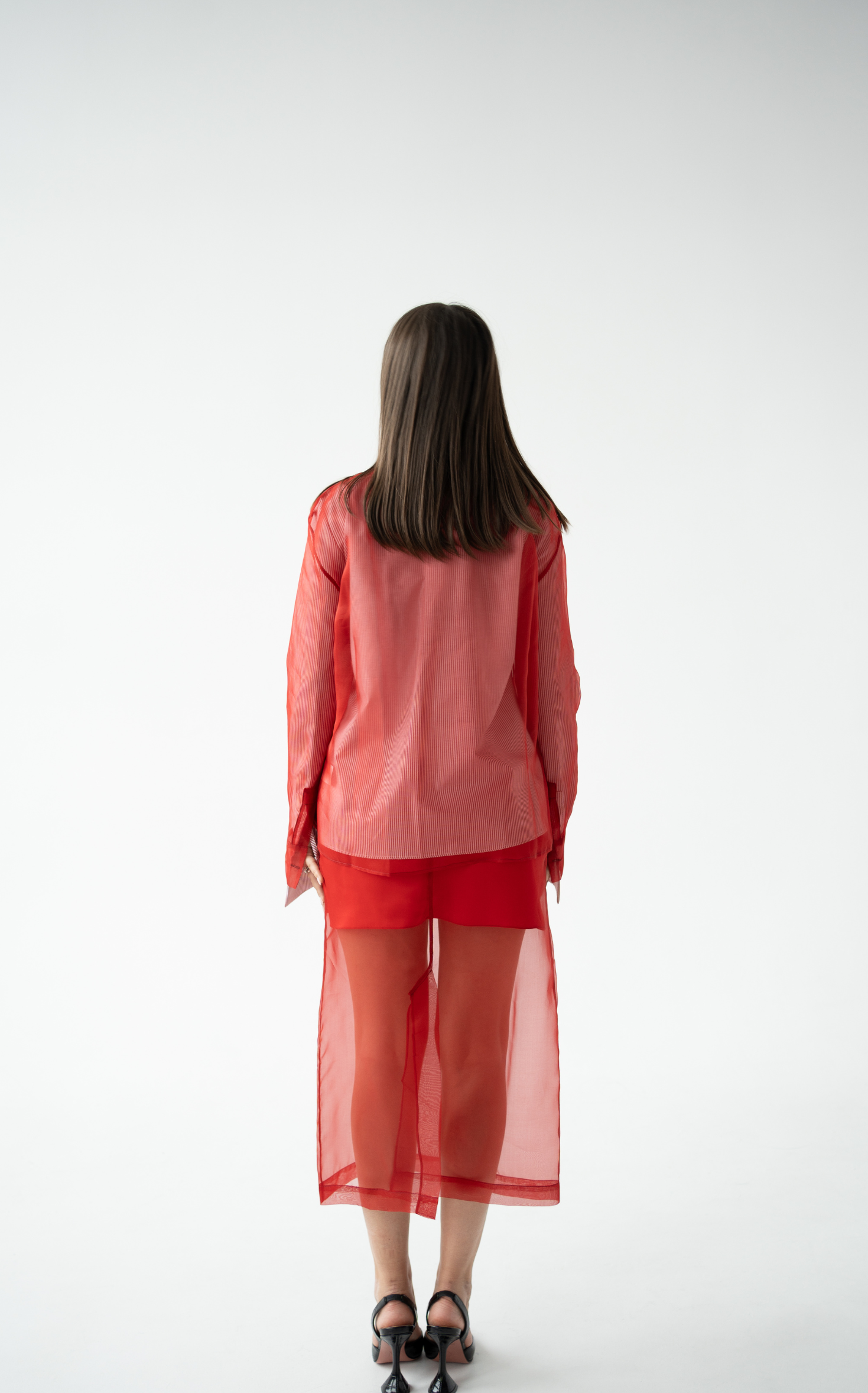 ORGANZA SKIRT IN RED