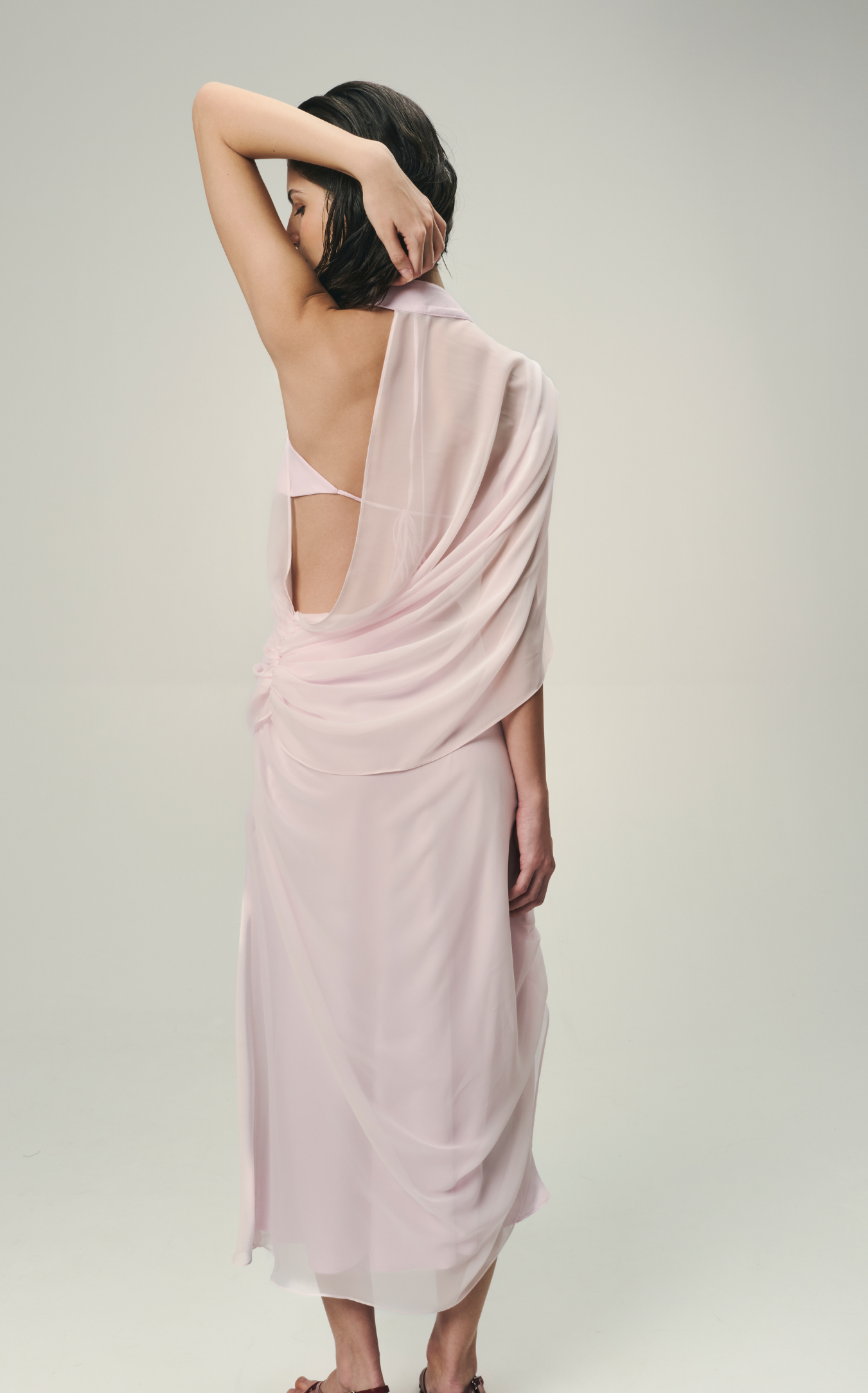 DRAPED FAN SKIRT IN ROSE