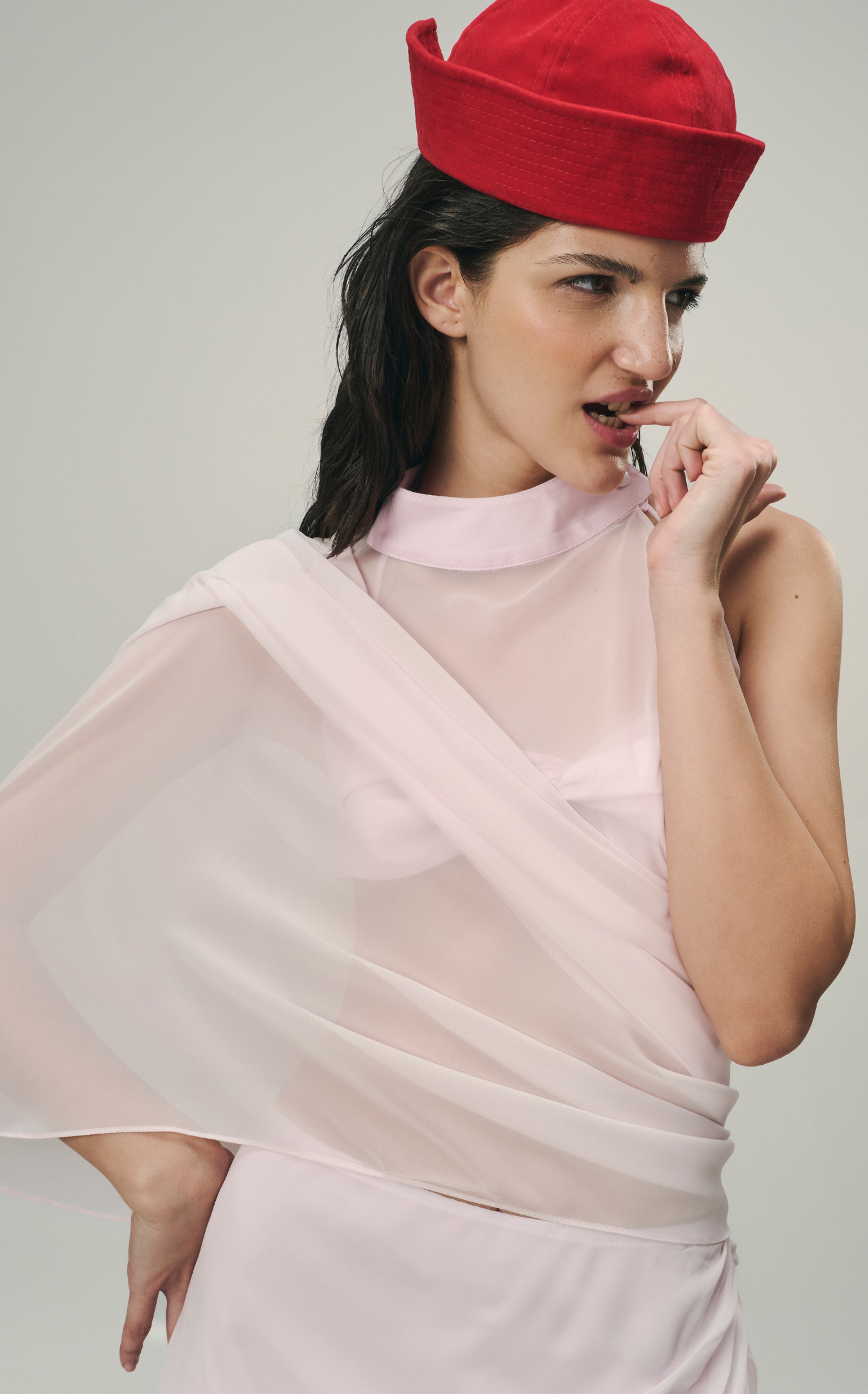 DRAPED FAN SKIRT IN ROSE